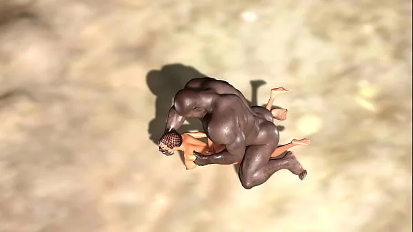 Hot sex on the beach! Big black man bangs a horny ebony on the savage island