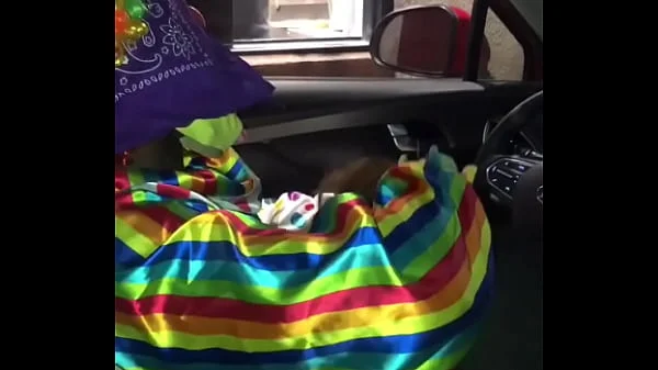 Clown gets dick sucked while ordering food