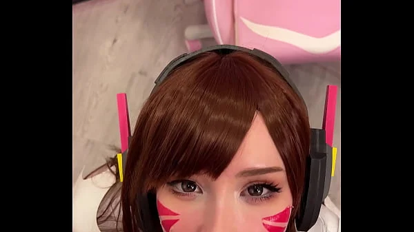 Tiktoker Girl Cosplay D.Va from Overwatch and Sucks Dick till Facial