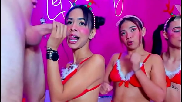 MYGOD! Rough throat fucking of these girls dressed in CHRISTMAS