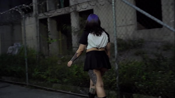 Big ass Goth is caught on the street by Ghost Face for rough Halloween sex