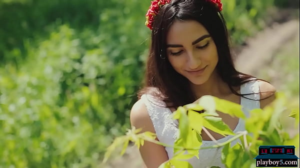 Petite Russian model Cira Nerri solo striptease and eating strawberries with Playboy